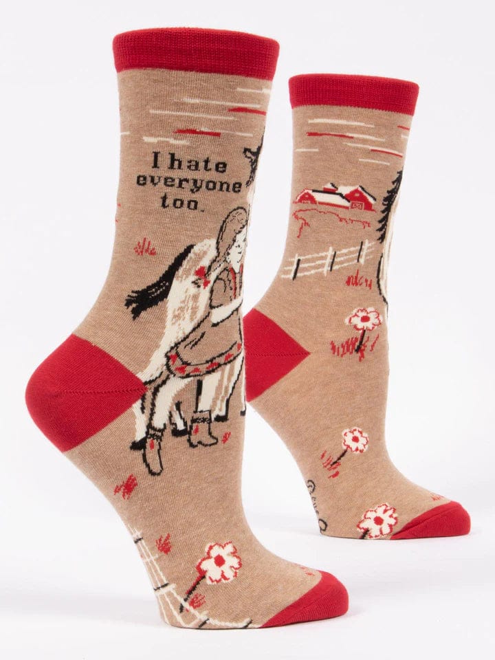 Blue Q I Hate Everyone Too Crew Socks - Women's