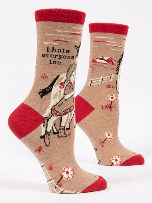 Blue Q I Hate Everyone Too Crew Socks - Women's