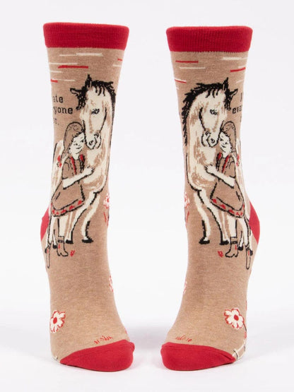 Blue Q I Hate Everyone Too Crew Socks - Women's