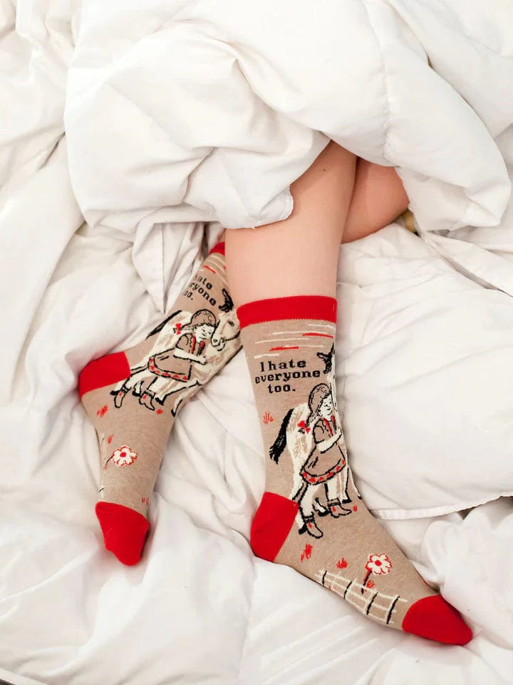 Blue Q I Hate Everyone Too Crew Socks - Women's
