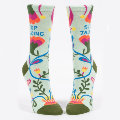 Blue Q "Stop Talking" Crew Socks - Women's