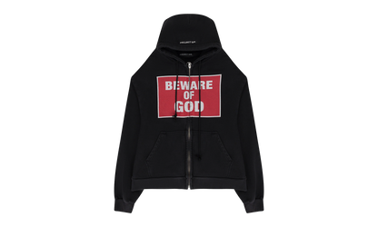 BEWARE OF GOD ZIP HOODIE "Black"