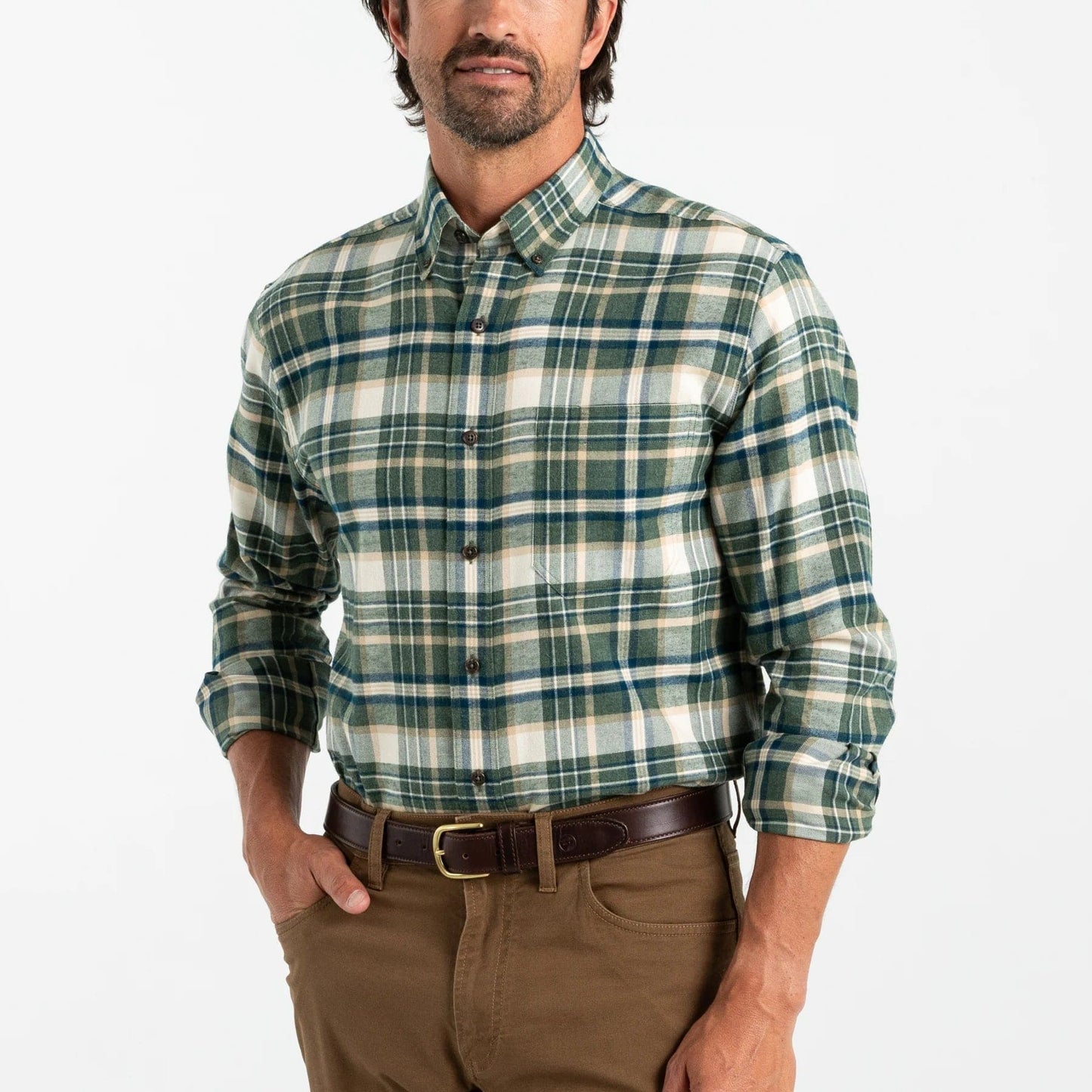 Duck Head Cotton Flannel Sport Shirt Stoker Plaid - Men's