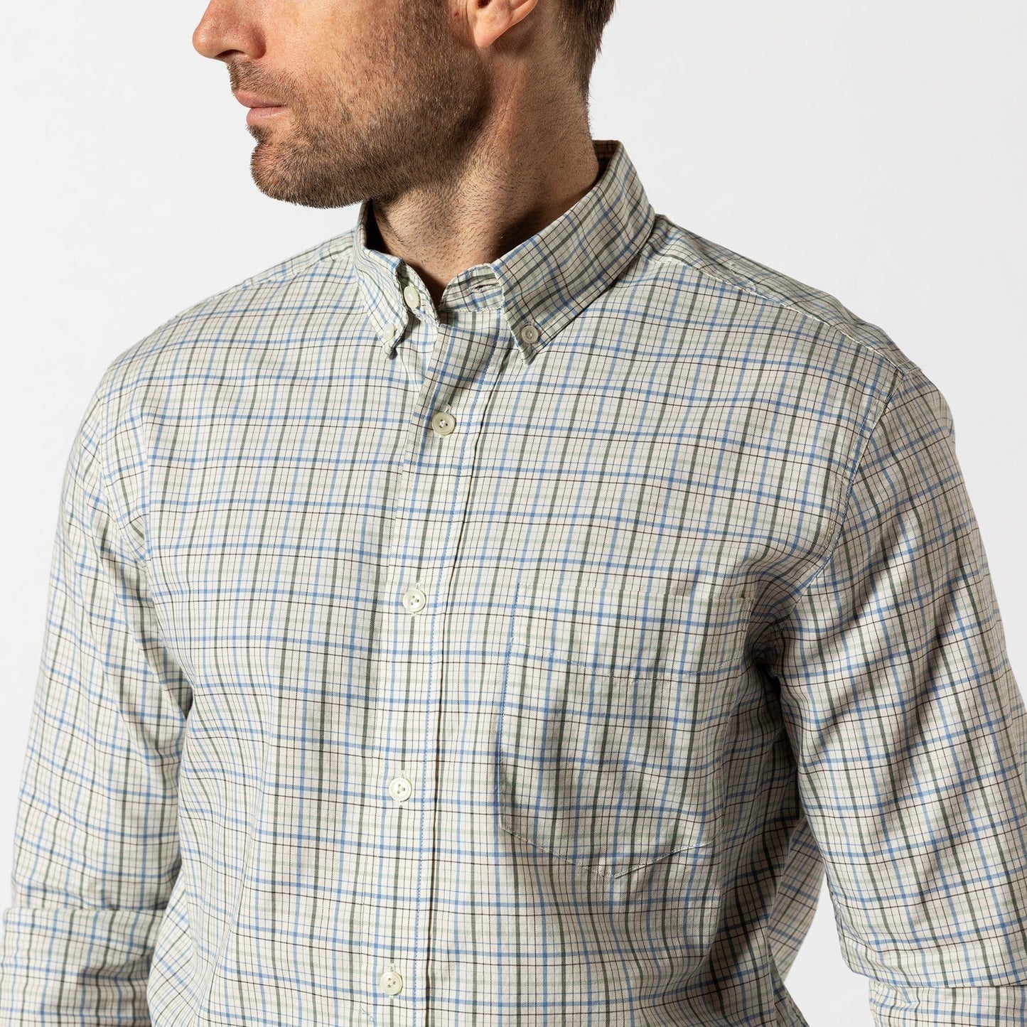 Duck Head Long Sleeve Cotton Twill Sport Shirt Cooper in Lake Blue