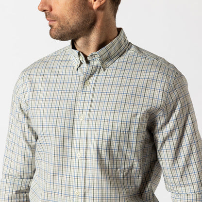 Duck Head Long Sleeve Cotton Twill Sport Shirt Cooper in Lake Blue