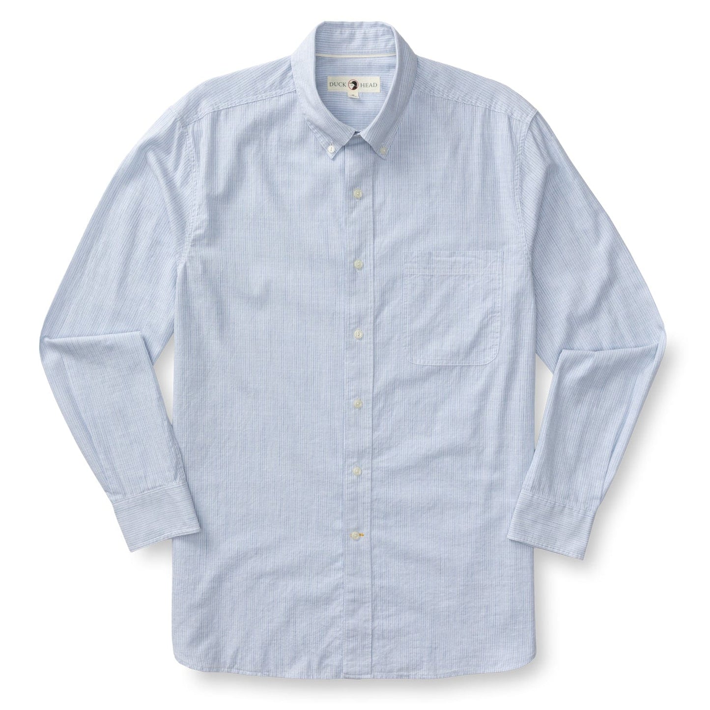 Duck Head Men's Long Sleeve Cotton Slub Sport Shirt in Light Blue