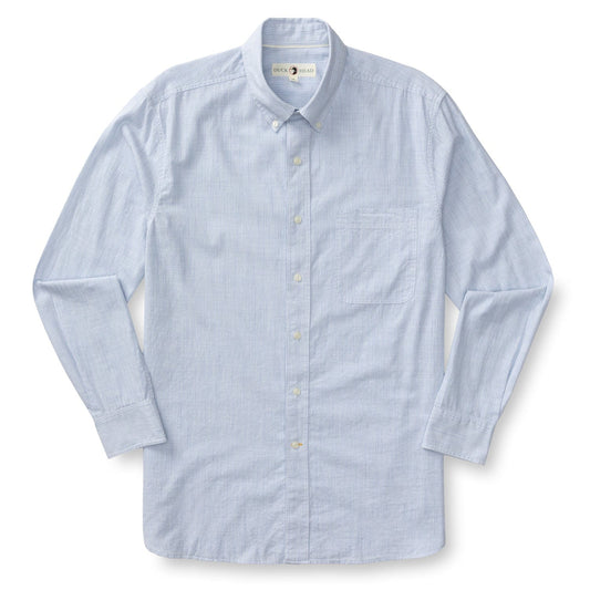 Duck Head Men's Long Sleeve Cotton Slub Sport Shirt in Light Blue