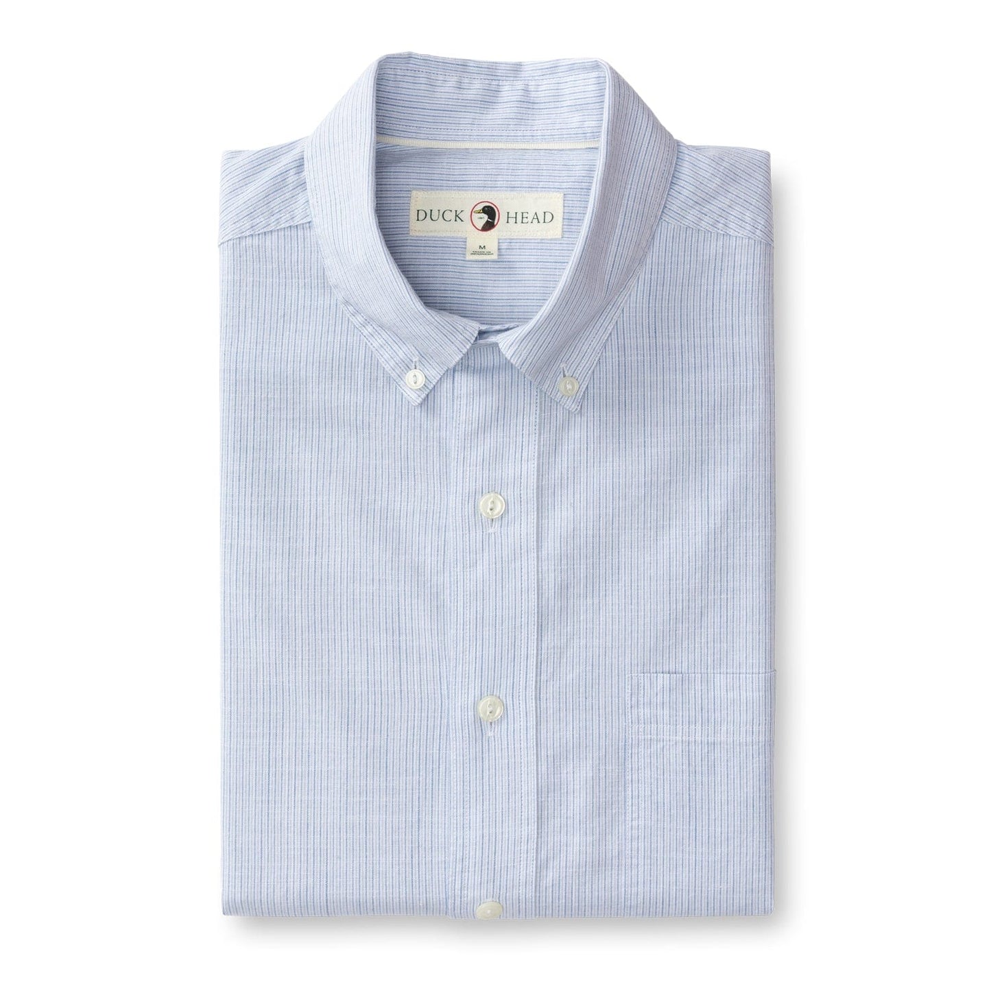 Duck Head Men's Long Sleeve Cotton Slub Sport Shirt in Light Blue