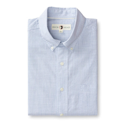 Duck Head Men's Long Sleeve Cotton Slub Sport Shirt in Light Blue