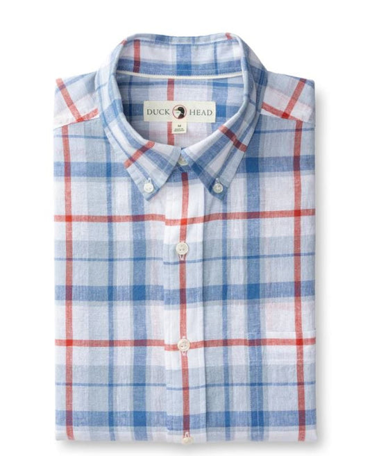 Duck Head Men's Long Sleeve Cotton Sport Shirt in Light Blue
