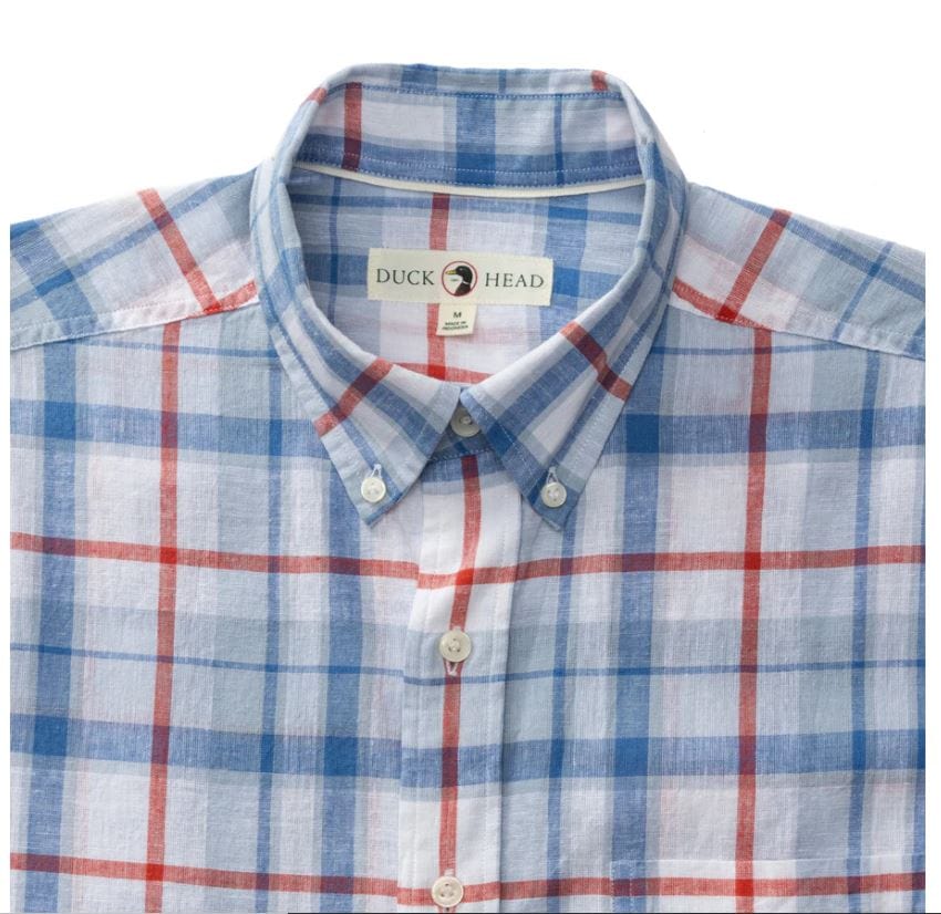 Duck Head Men's Long Sleeve Cotton Sport Shirt in Light Blue
