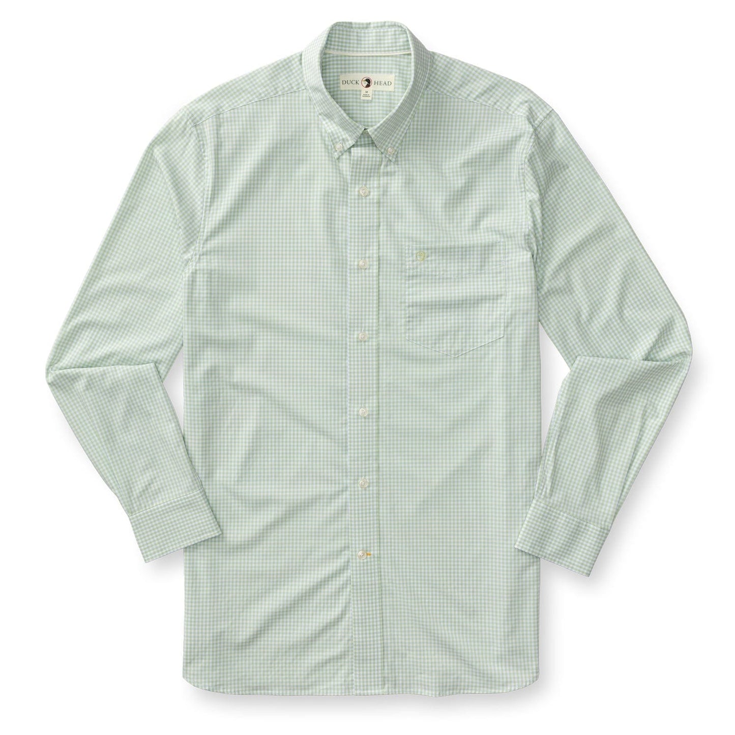 Duck Head Men's Long Sleeve Performance Poplin Sport Shirt in Pear Green