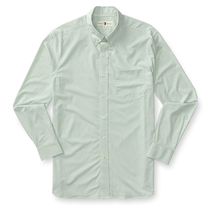 Duck Head Men's Long Sleeve Performance Poplin Sport Shirt in Pear Green