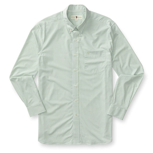 Duck Head Men's Long Sleeve Performance Poplin Sport Shirt in Pear Green