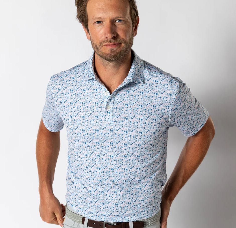 Duck Head Men's Short Sleeve Long Drive Performance Polo in Pastel Pink