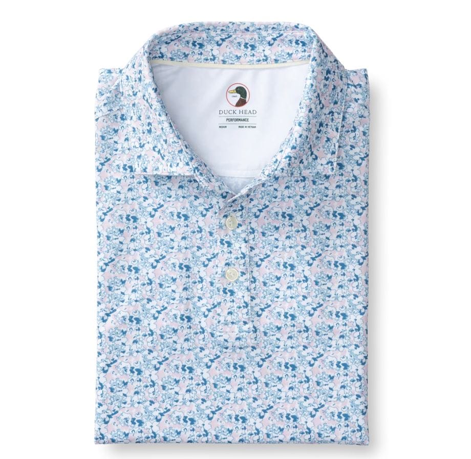 Duck Head Men's Short Sleeve Long Drive Performance Polo in Pastel Pink