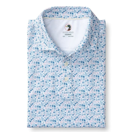 Duck Head Men's Short Sleeve Long Drive Performance Polo in Pastel Pink