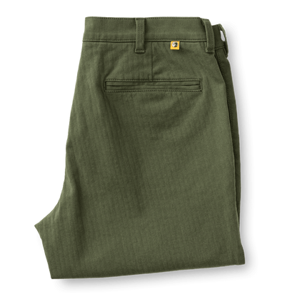 Duck Head Men's Wool Herringbone Gold School Chino in Duck Green