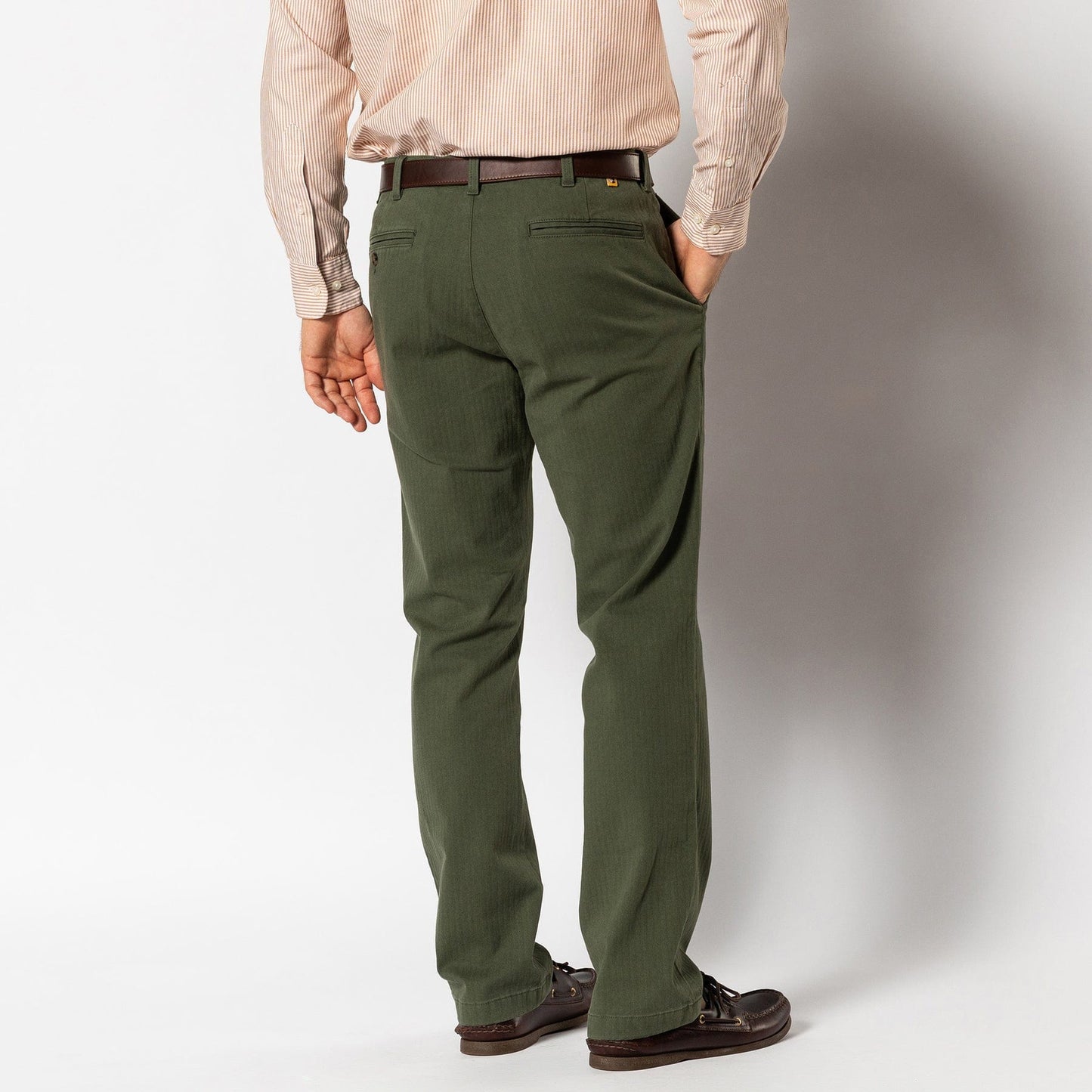 Duck Head Men's Wool Herringbone Gold School Chino in Duck Green