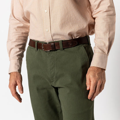 Duck Head Men's Wool Herringbone Gold School Chino in Duck Green