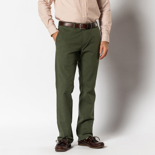 Duck Head Men's Wool Herringbone Gold School Chino in Duck Green