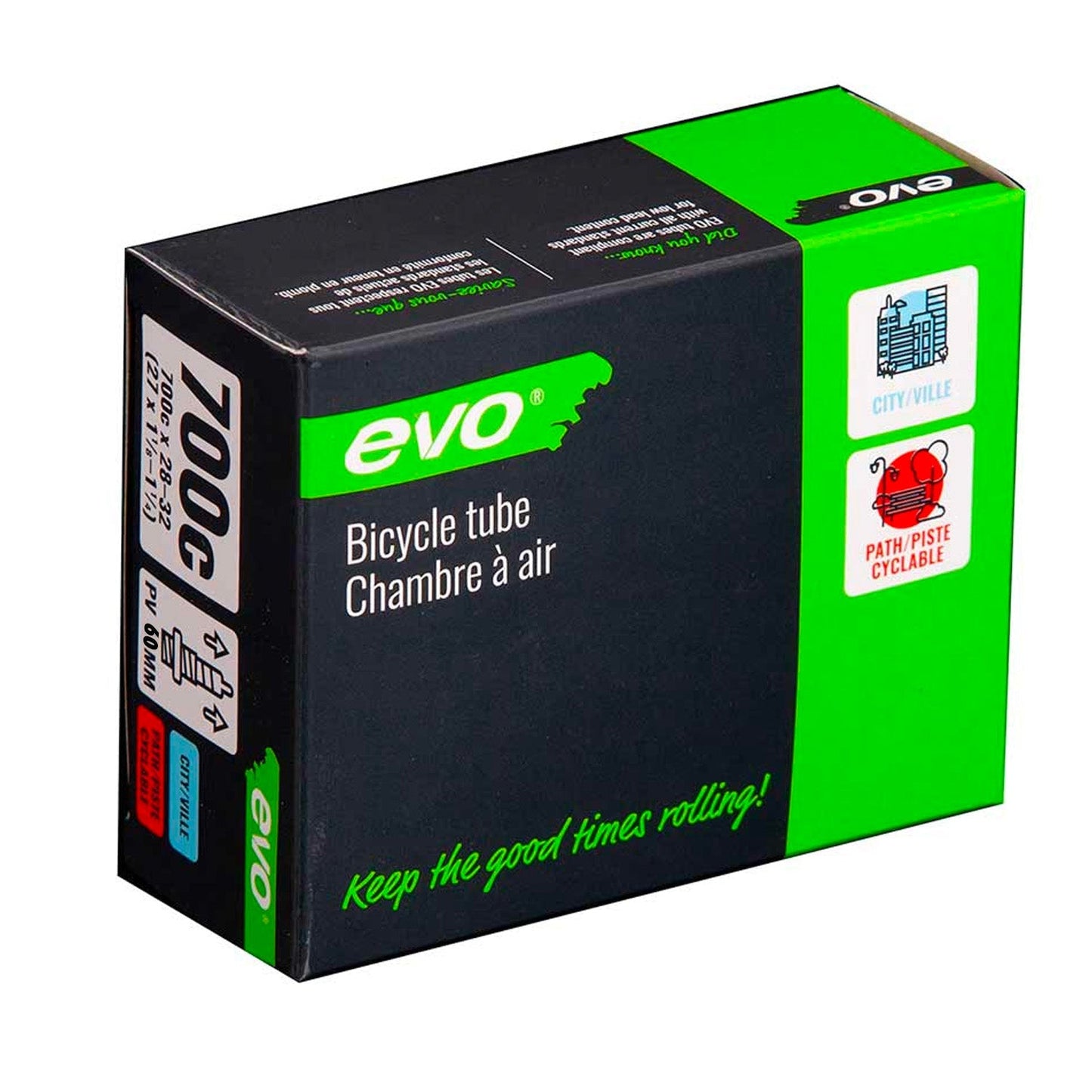 Evo Inner Tubes 700C, 28-32C, 60mm, Presta Valve - SET OF 6