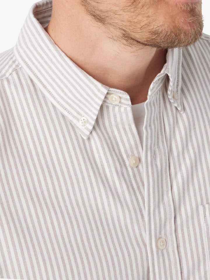 Fair Harbor Men's Salty Oxford Shirt in Oak Stripe