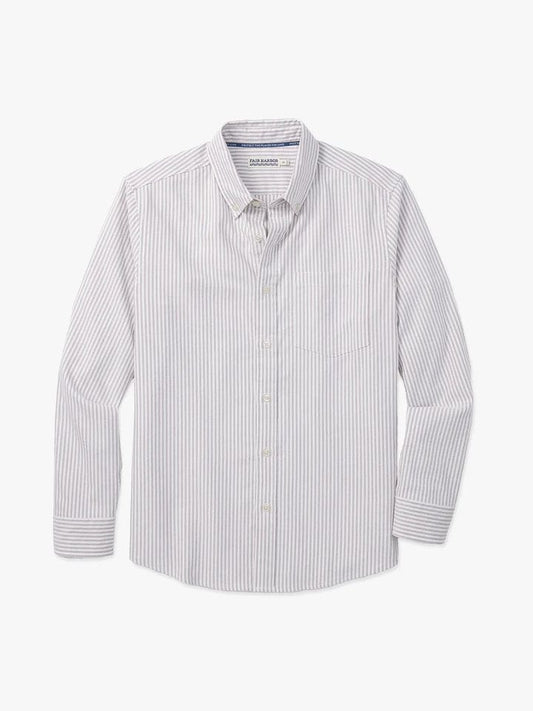 Fair Harbor Men's Salty Oxford Shirt in Oak Stripe