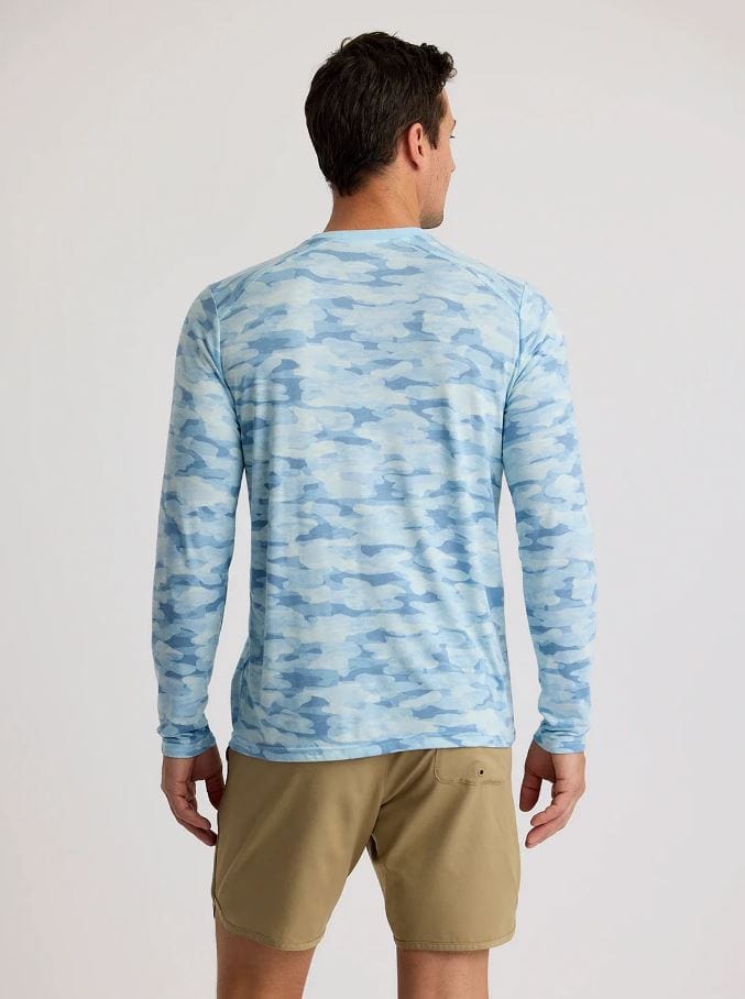 Free Fly Men's Bamboo Light weight Long Sleeve in Seasmoke Camo Surf Blue