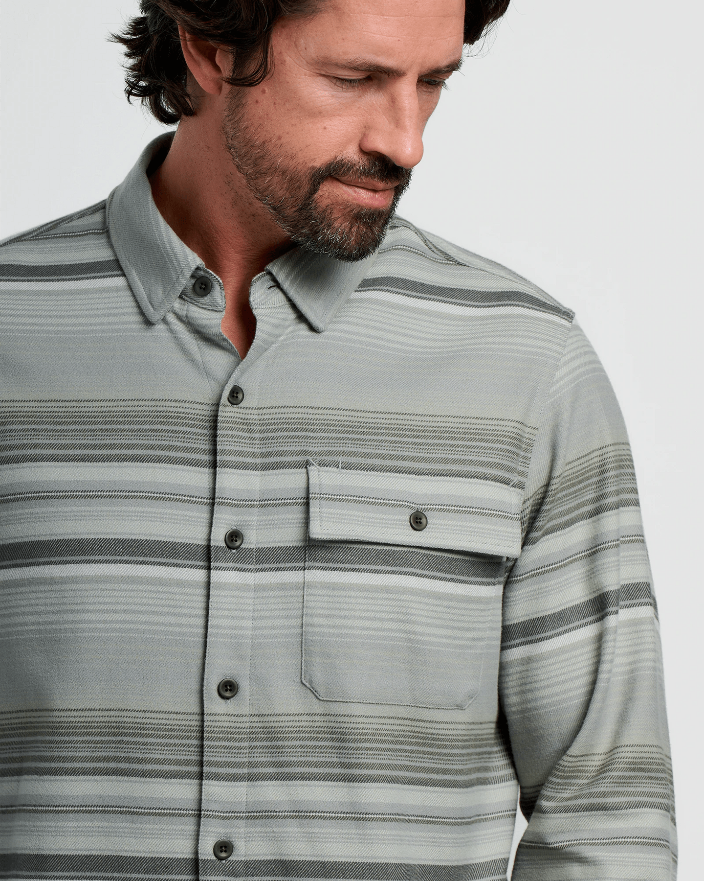 Free Fly Men's Seawool Flannel Shirt in Sagebrush Stripe