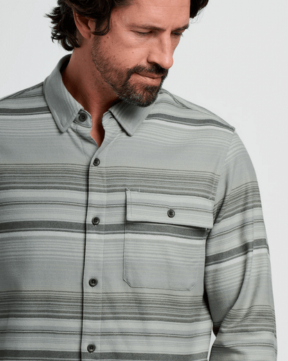 Free Fly Men's Seawool Flannel Shirt in Sagebrush Stripe