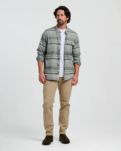 Free Fly Men's Seawool Flannel Shirt in Sagebrush Stripe