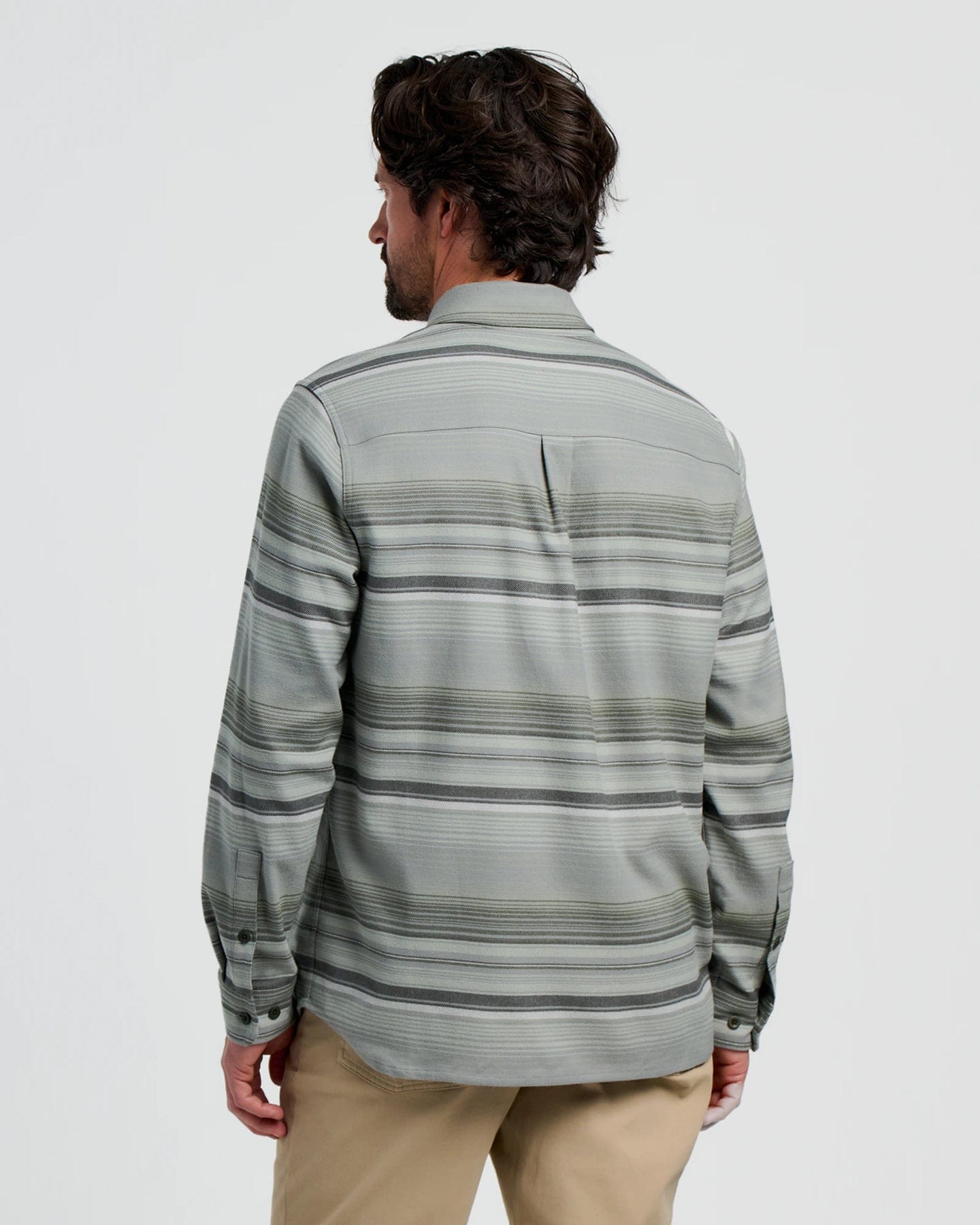 Free Fly Men's Seawool Flannel Shirt in Sagebrush Stripe