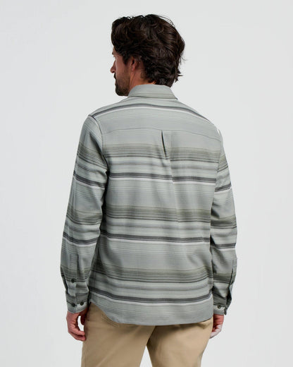 Free Fly Men's Seawool Flannel Shirt in Sagebrush Stripe