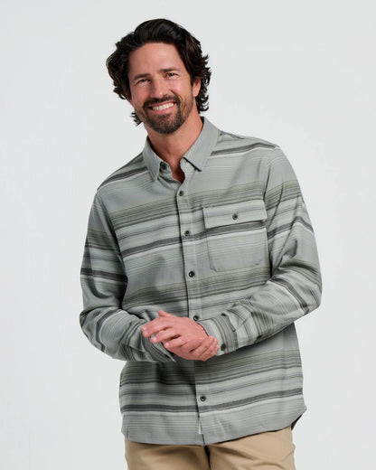 Free Fly Men's Seawool Flannel Shirt in Sagebrush Stripe