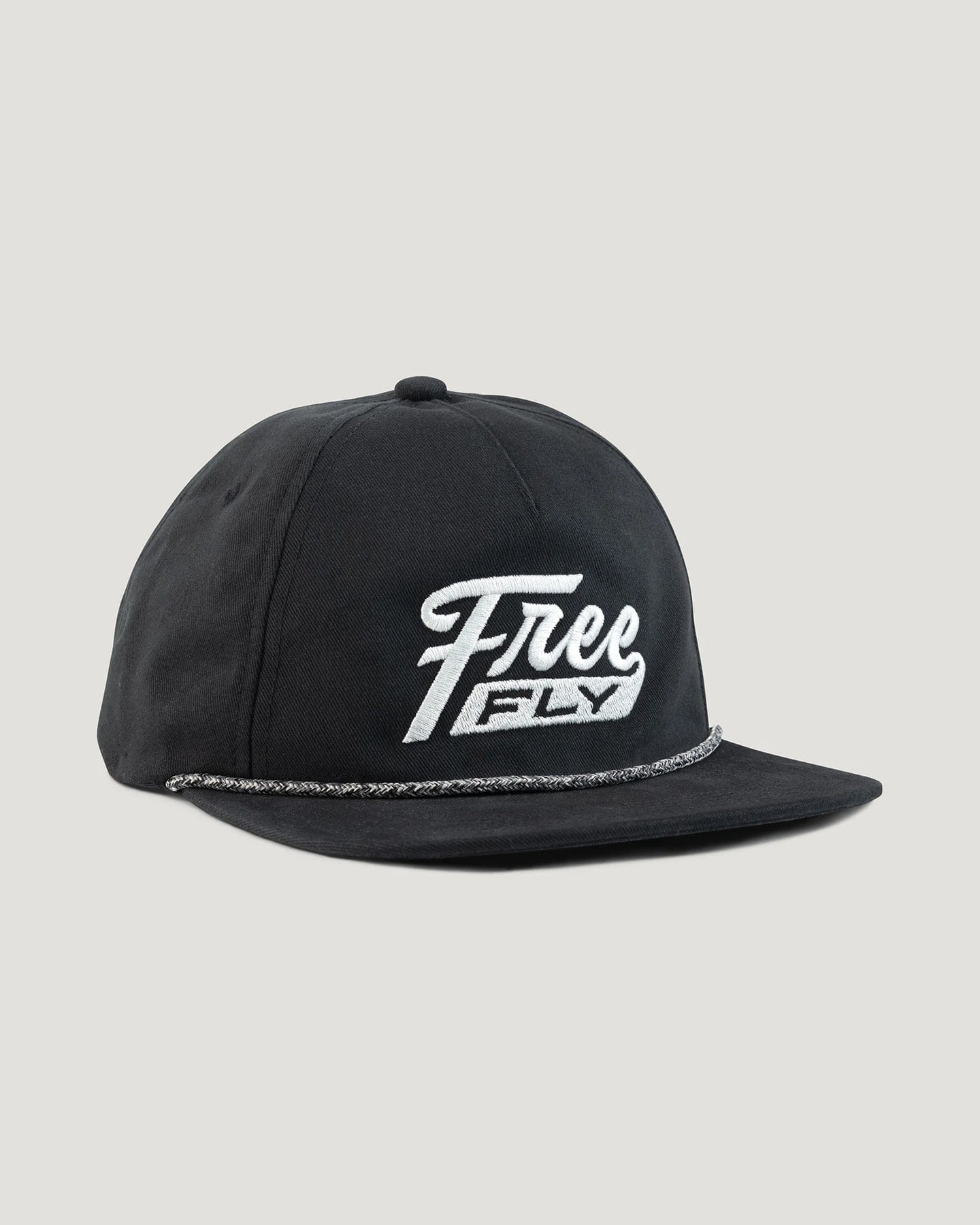 Free Fly Retro Script Flat Brim Hat in Black