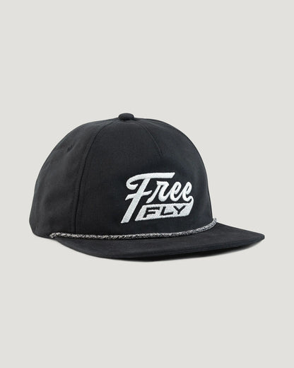 Free Fly Retro Script Flat Brim Hat in Black