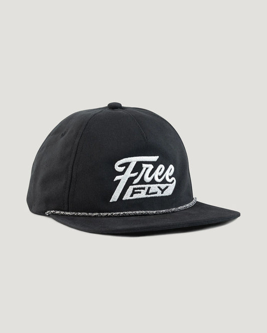 Free Fly Retro Script Flat Brim Hat in Black