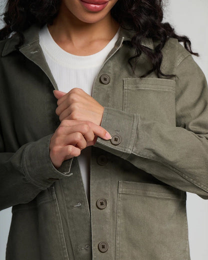 Free Fly Women's Folly Twill Chore Coat in Smokey Olive