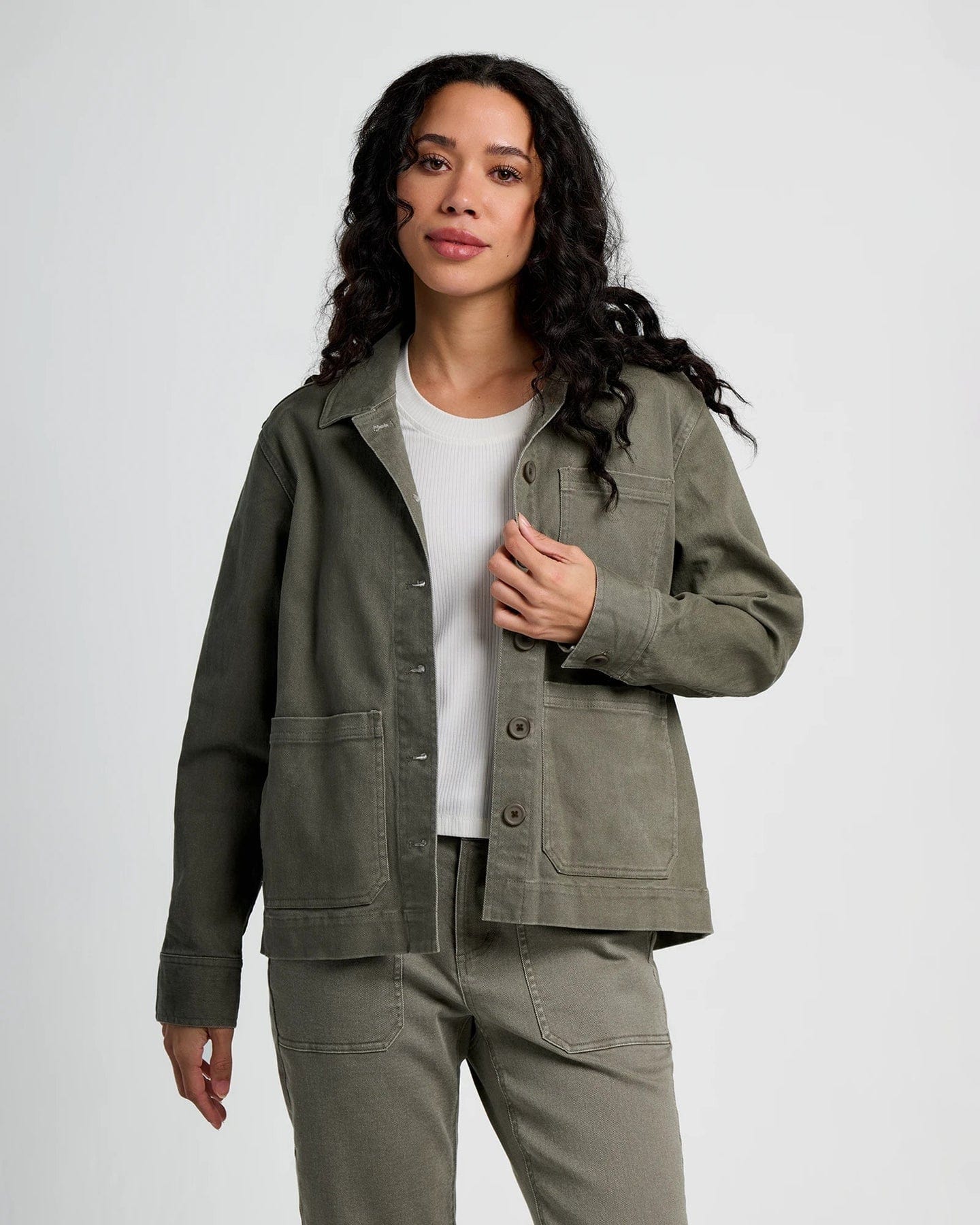 Free Fly Women's Folly Twill Chore Coat in Smokey Olive