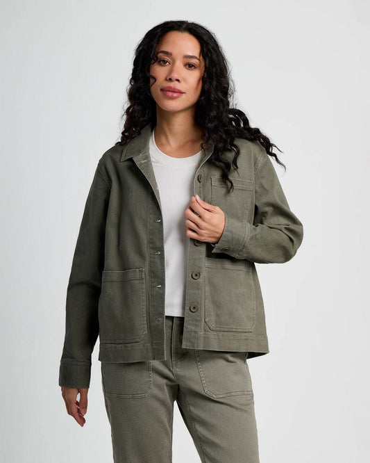 Free Fly Women's Folly Twill Chore Coat in Smokey Olive