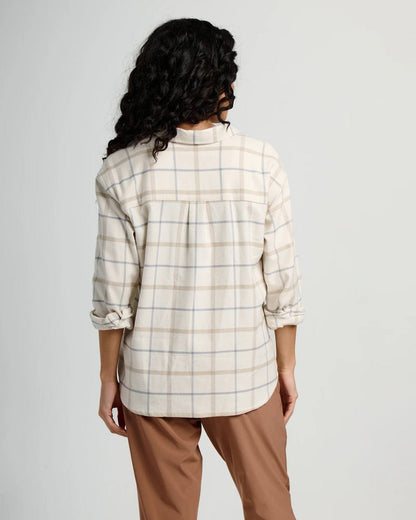 Free Fly Women's Seawool Flannel Shirt in Birch Plaid