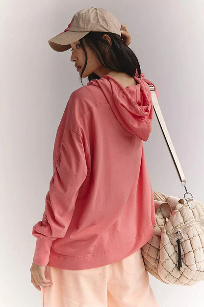 Free People Movement Women's Hot Shot Hooded Layer in Hibiscus