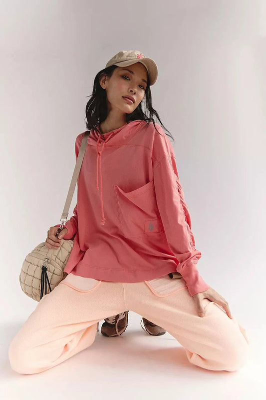Free People Movement Women's Hot Shot Hooded Layer in Hibiscus