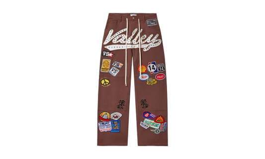 DIV Jeweled Patch Valley Denim Carpenter Pants "Brown"