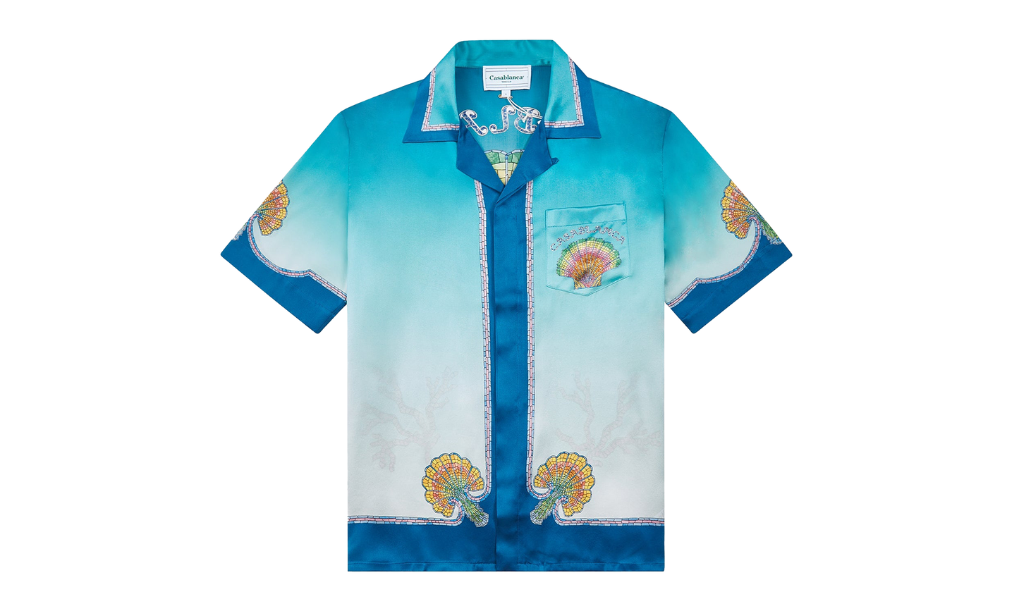 Coquillage Colore Silk Shirt "Blue"