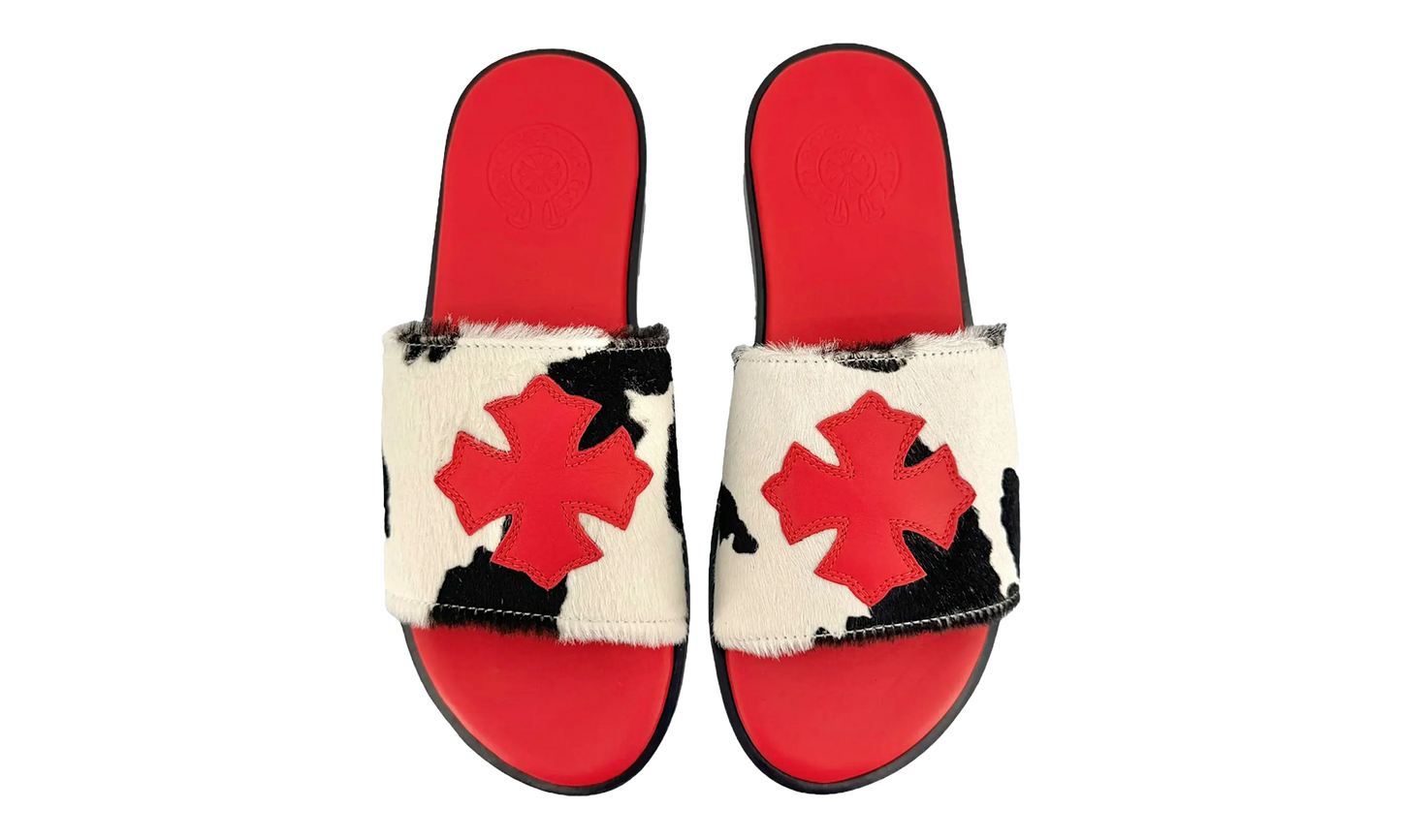 Cross Patch Cowhide Slides "Red"