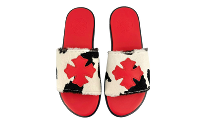 Cross Patch Cowhide Slides "Red"