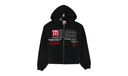 DOUBLE LAYERED HOODIE "MURD333R.FM - Black"