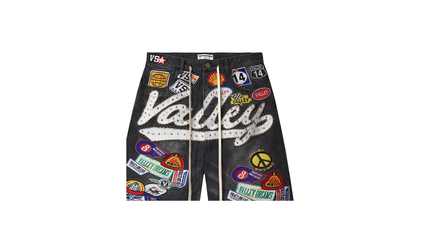 DIV Jeweled Valley Denim Shorts "Black Wash"